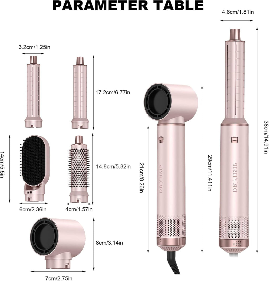 Dryhsip Hair Dryer Brush, 5-in-1 Hot Air Brush-Pink