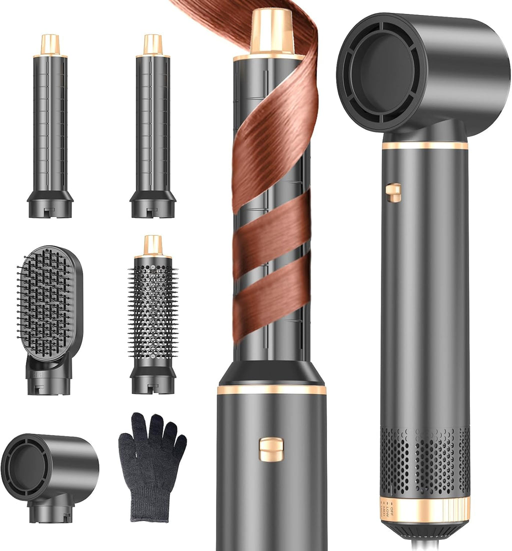 Dryhsip Hair Dryer Brush, 5-in-1 Hot Air Brush-Gray Gold