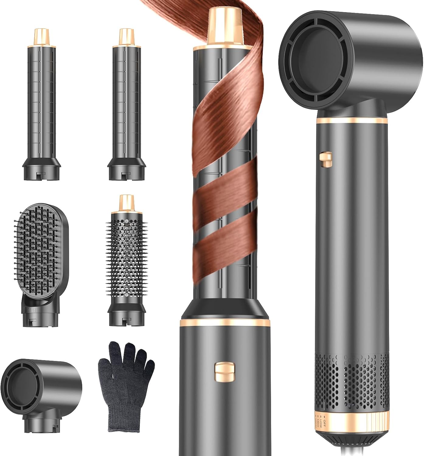 Dryhsip Hair Dryer Brush, 5-in-1 Hot Air Brush-black