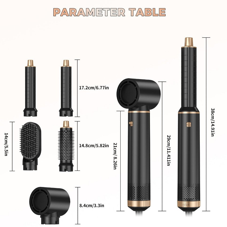 5-in-1 Hot Air Brush Styler with Ionic Technology - Black