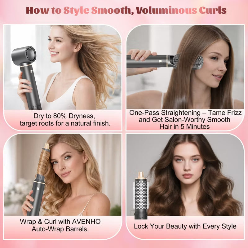 5-in-1 Hot Air Brush Styler with Ionic Technology - Gray