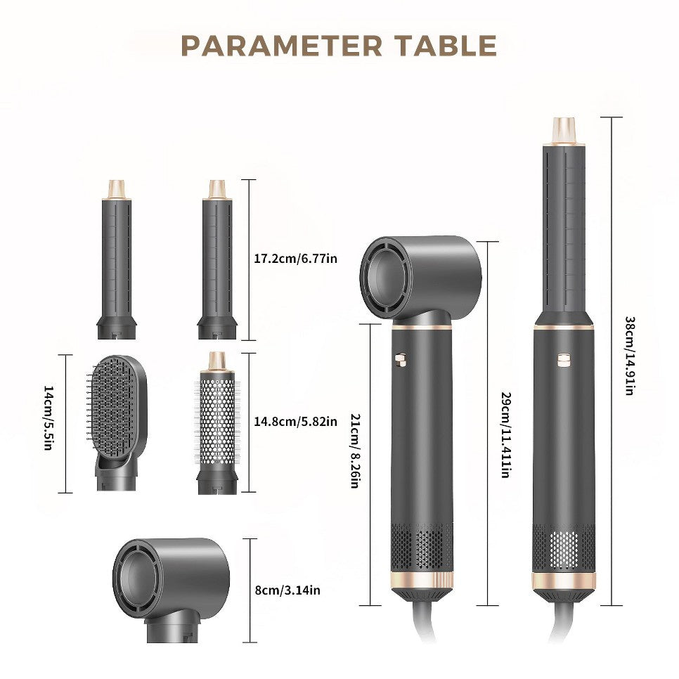 5-in-1 Hot Air Brush Styler with Ionic Technology - Gray