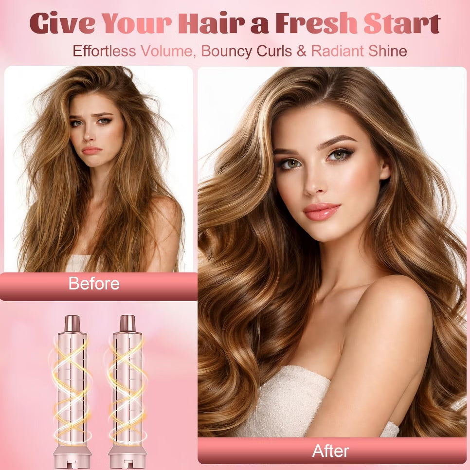 5-in-1 Hot Air Brush Styler with Ionic Technology - Pink