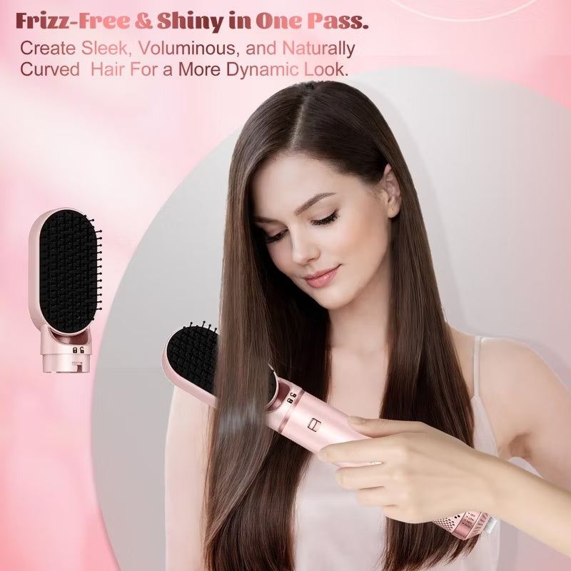 5-in-1 Hot Air Brush Styler with Ionic Technology - Pink