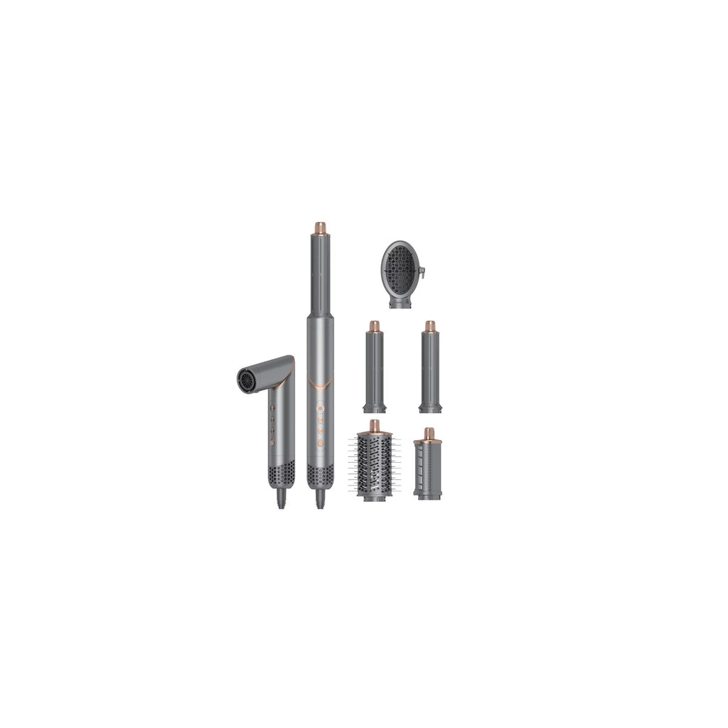 5-in-1 Foldable Hot Air Brush Styler with Ionic Technology - Gray