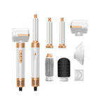 7-in-1 Ionic Hair Dryer Brush Styler with High-Speed Motor - White Gold