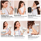 7-in-1 Ionic Hair Dryer Brush Styler with High-Speed Motor - White Gold