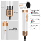 7-in-1 Ionic Hair Dryer Brush Styler with High-Speed Motor - White Gold