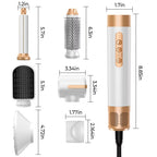 7-in-1 Ionic Hair Dryer Brush Styler with High-Speed Motor - White Gold