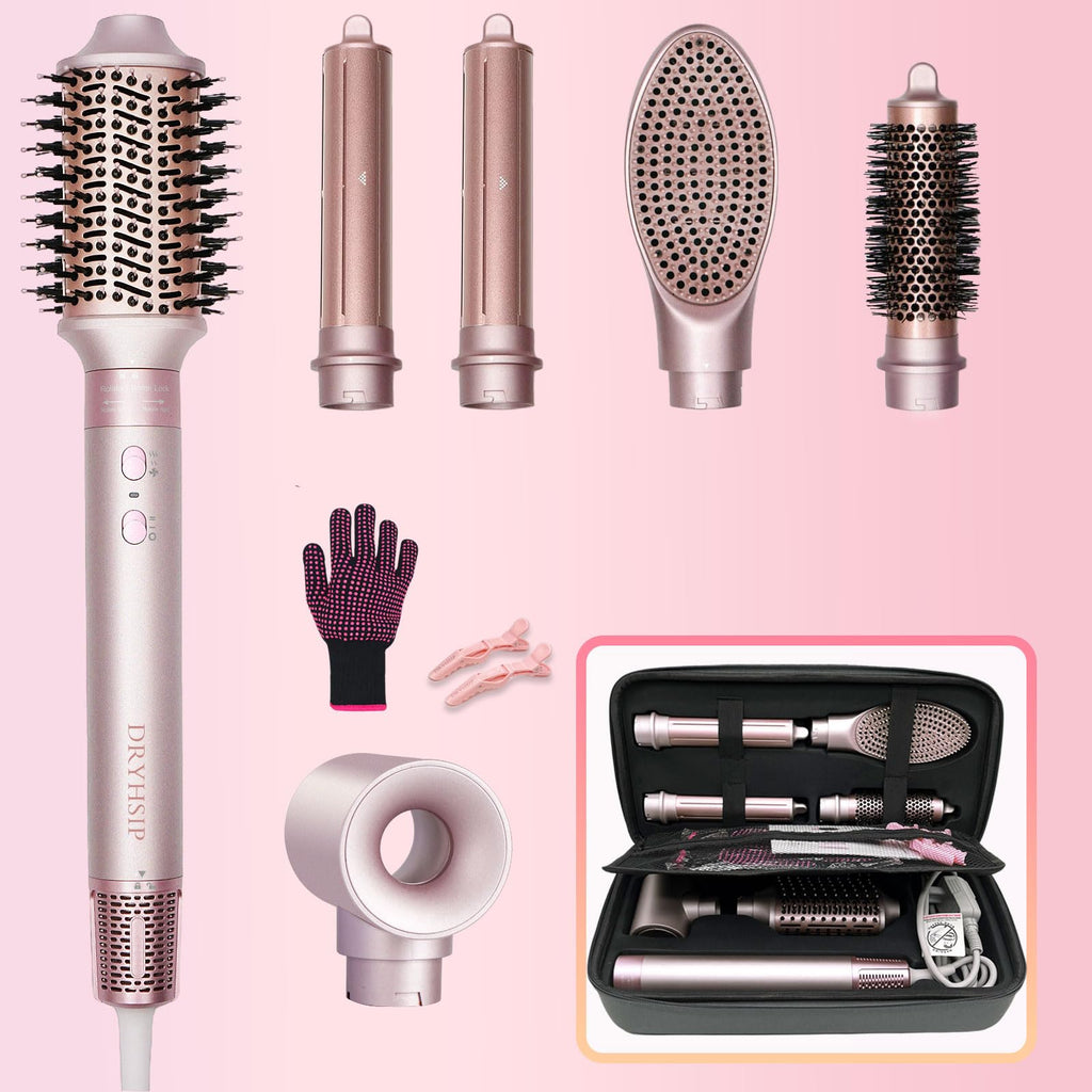 6 in 1 Hair Dryer Brush Set - Pink