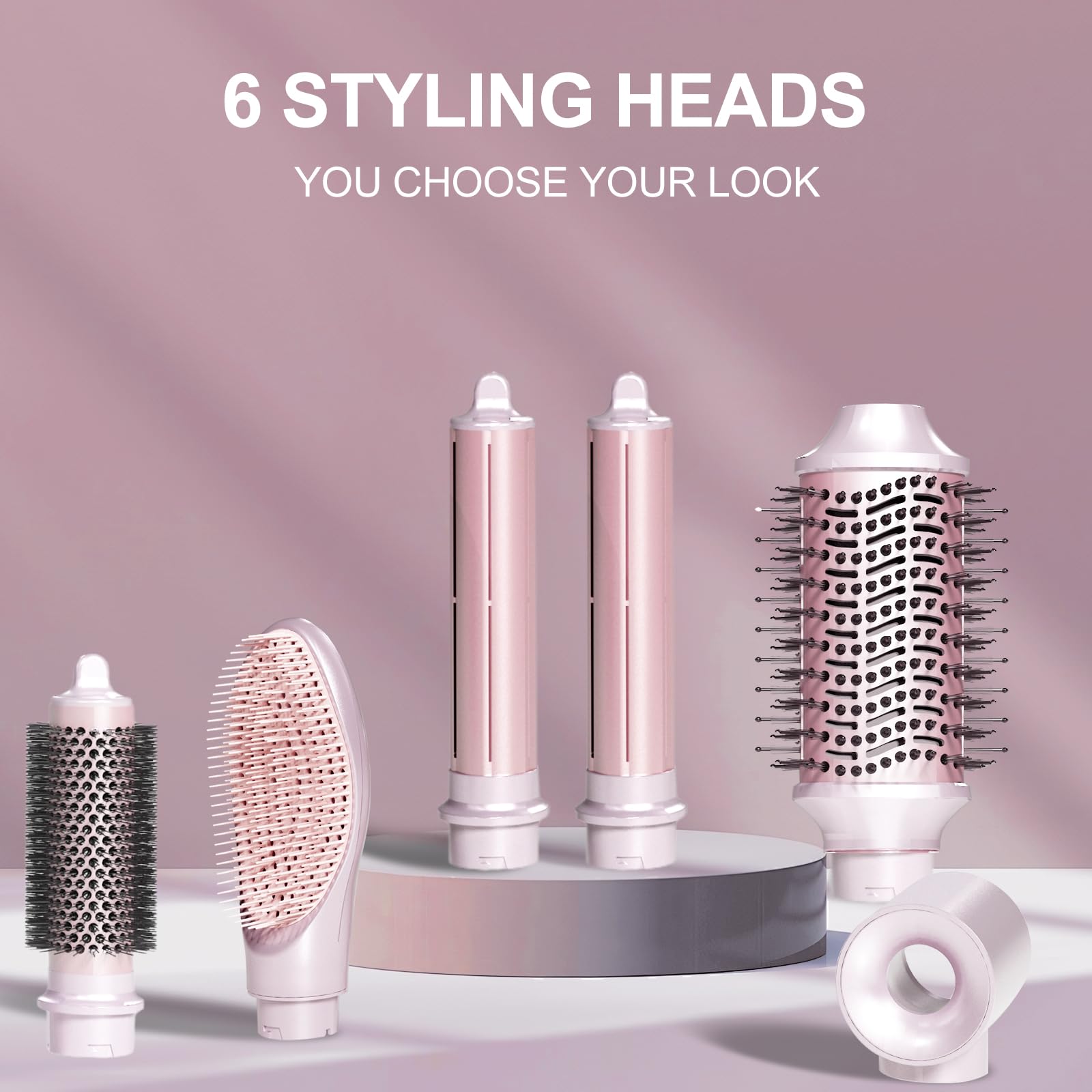 6 in 1 Hair Dryer Brush Set - Pink