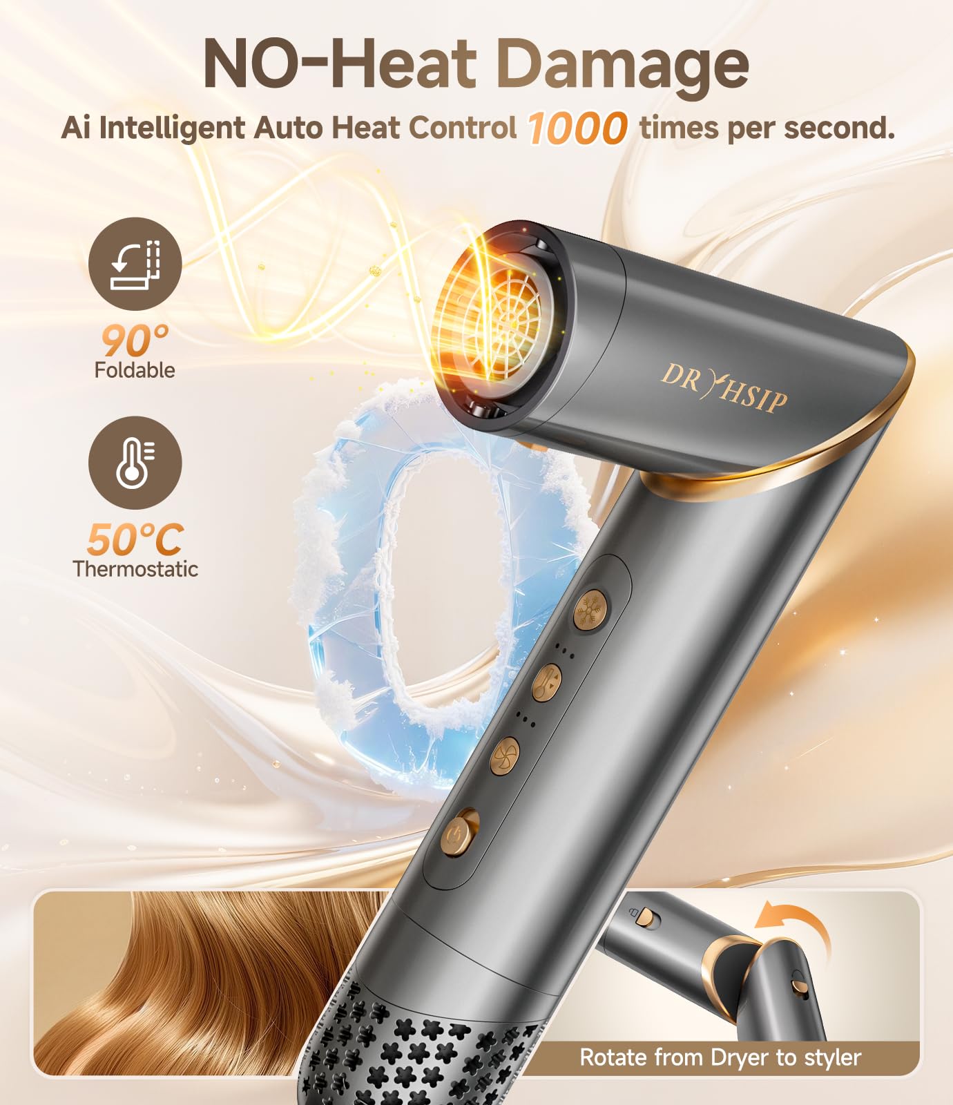 8 in 1 Hair Dryer Brush Set Air Hair Styler - Grey