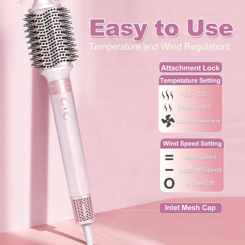 6 in 1 Hair Dryer Brush Set - Pink