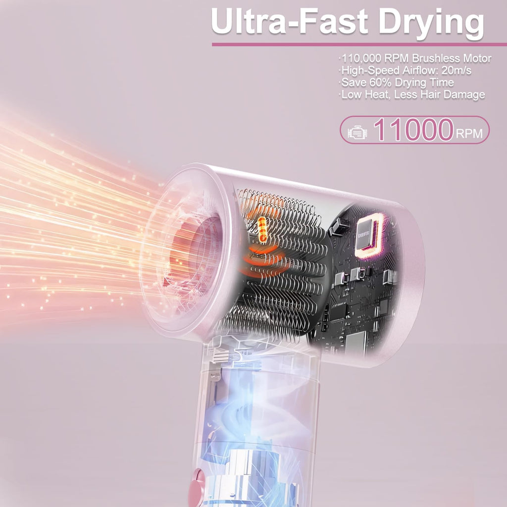 6 in 1 Hair Dryer Brush Set - Pink