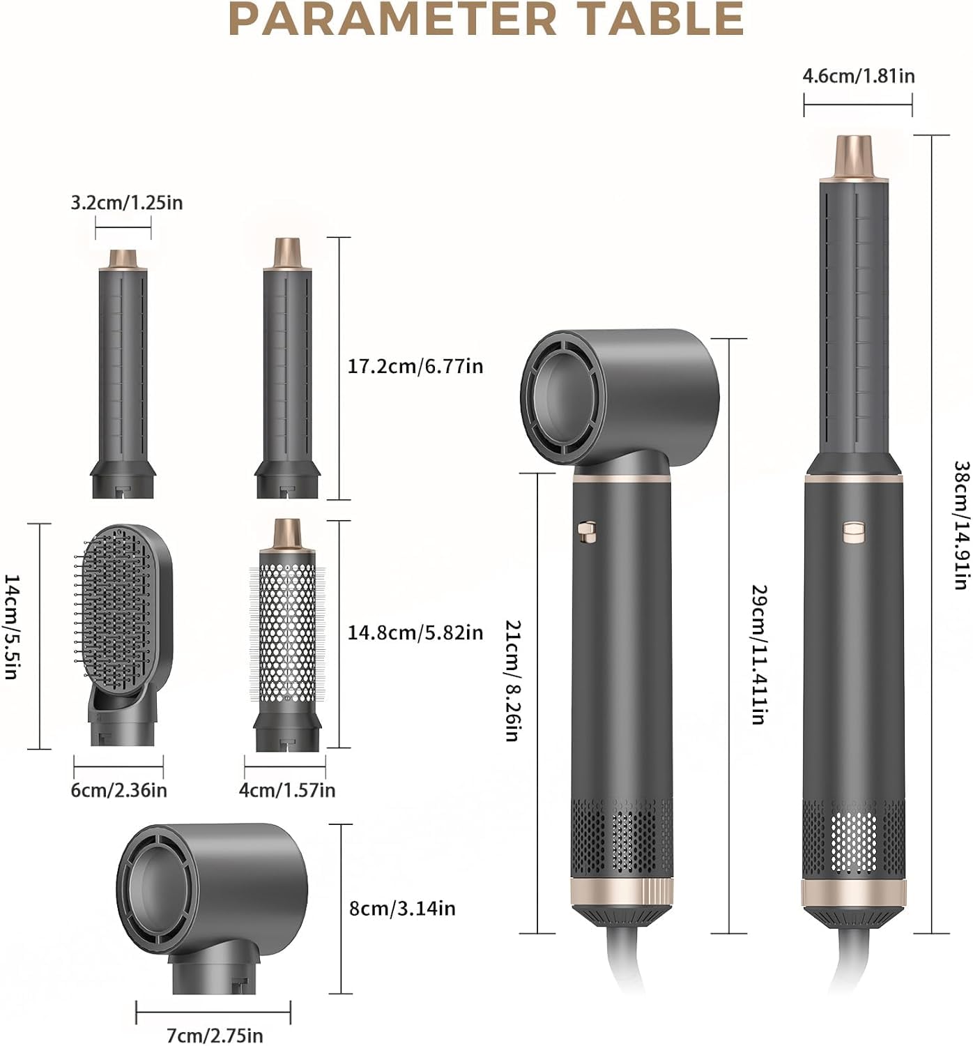 Dryhsip Hair Dryer Brush, 5-in-1 Hot Air Brush-Black