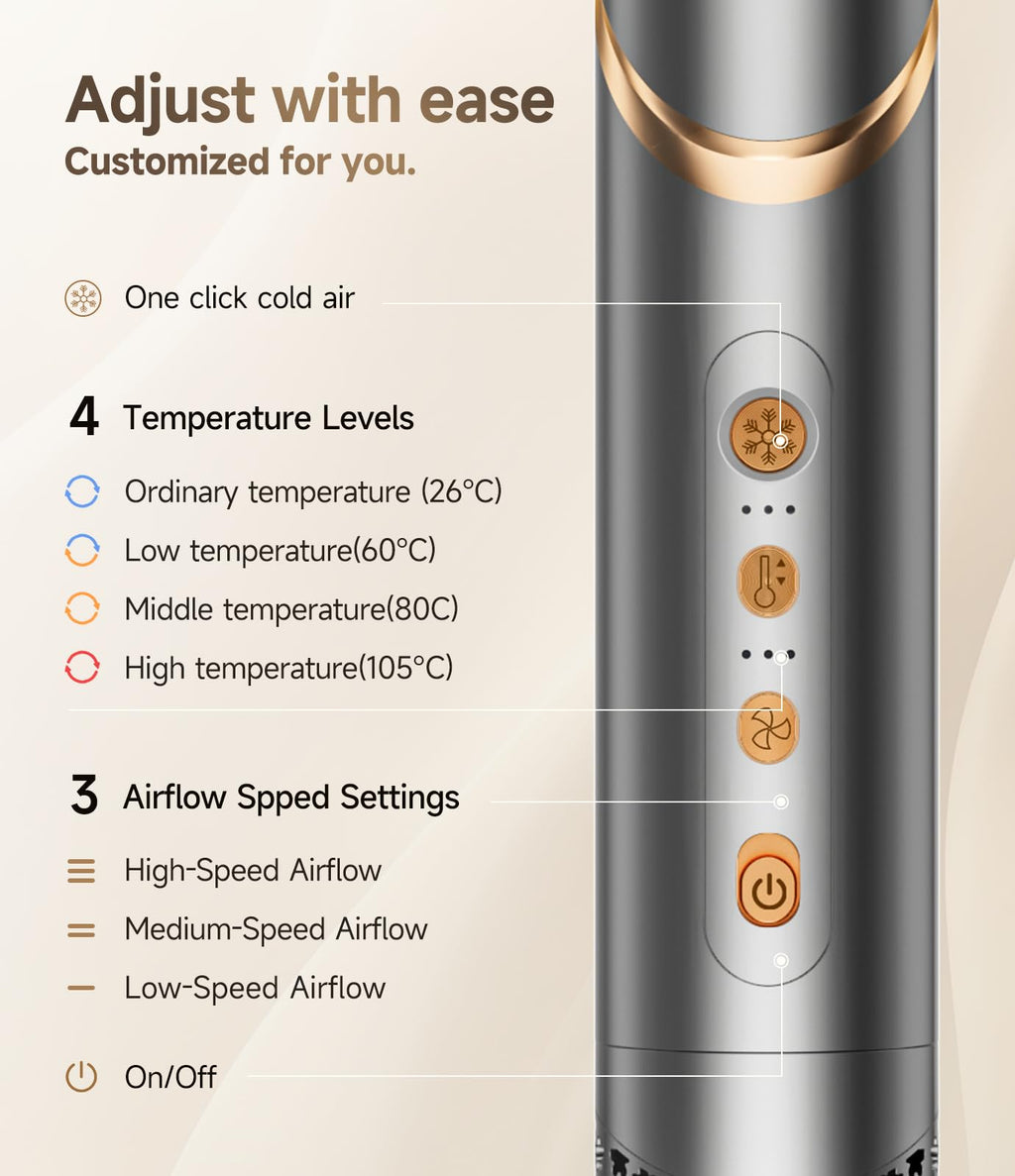 8 in 1 Hair Dryer Brush Set Air Hair Styler - Grey