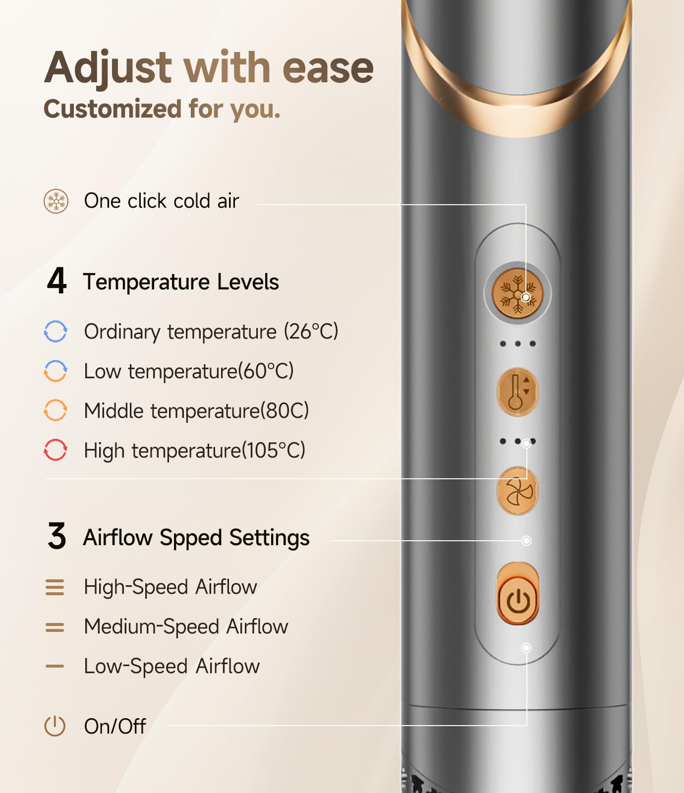 8 in 1 Hair Dryer Brush Set Air Hair Styler - Grey