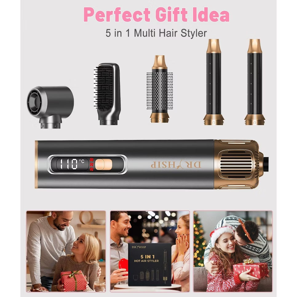 5-in-1 Hot Air Brush Styler for Women with Ionic Technology