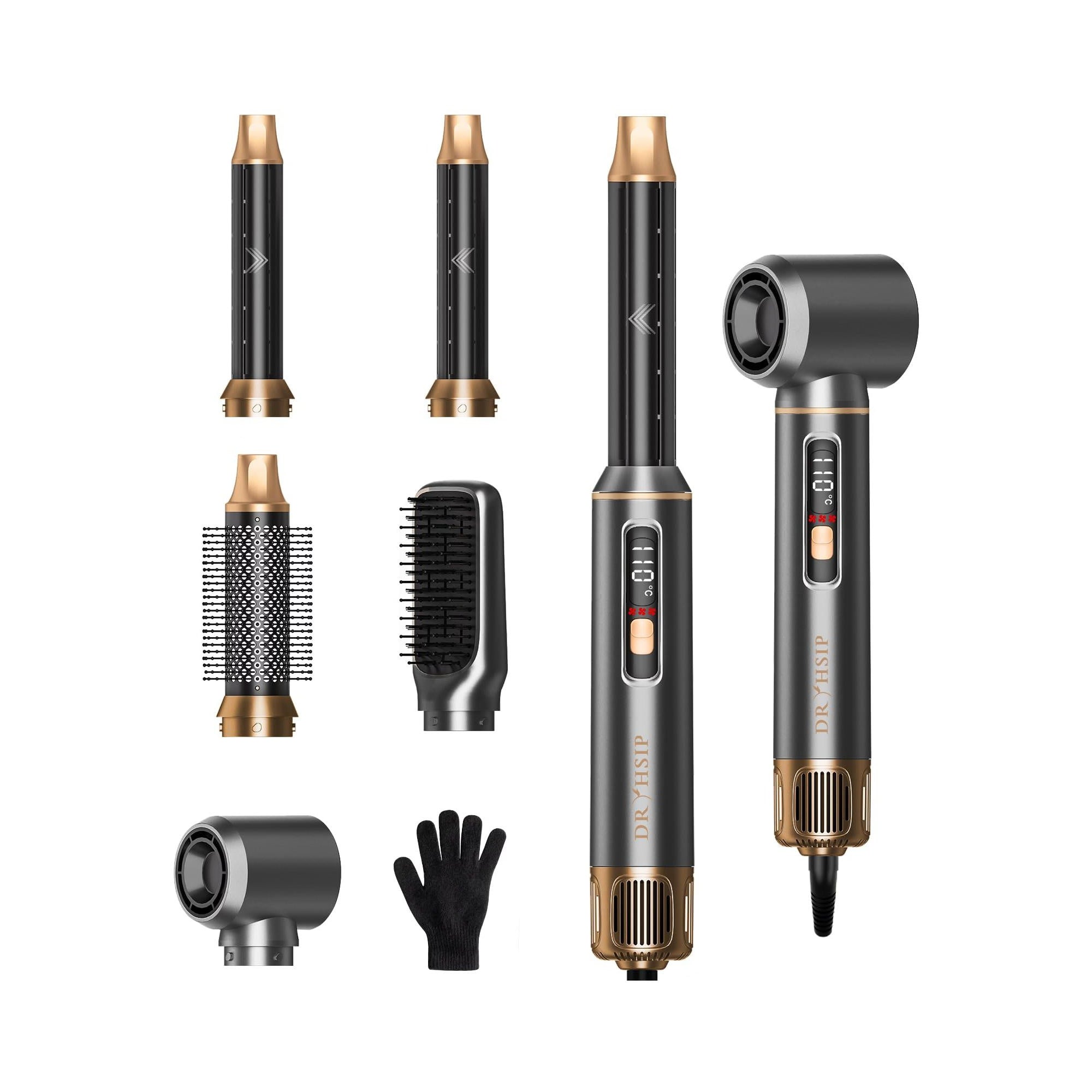 Dryhsip Hair Dryer Brush, 5-in-1 Hot Air Brush-Black