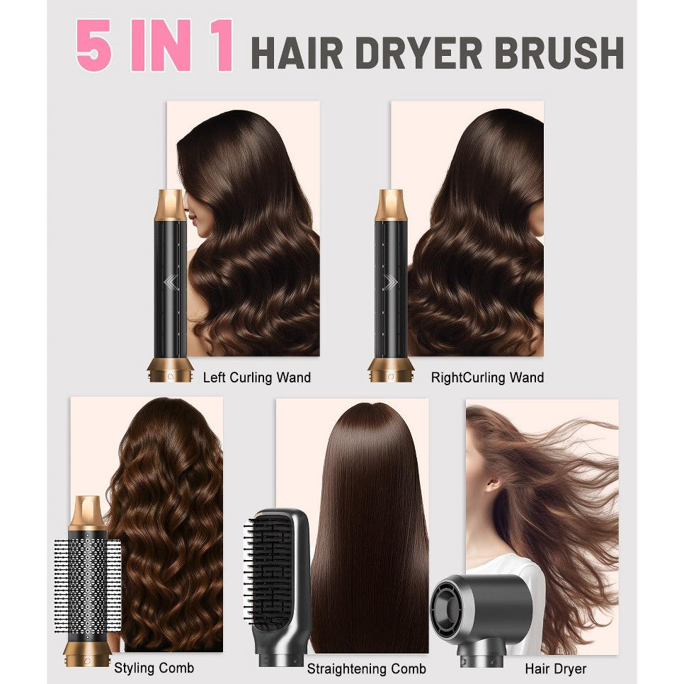 5-in-1 Hot Air Brush Styler for Women with Ionic Technology